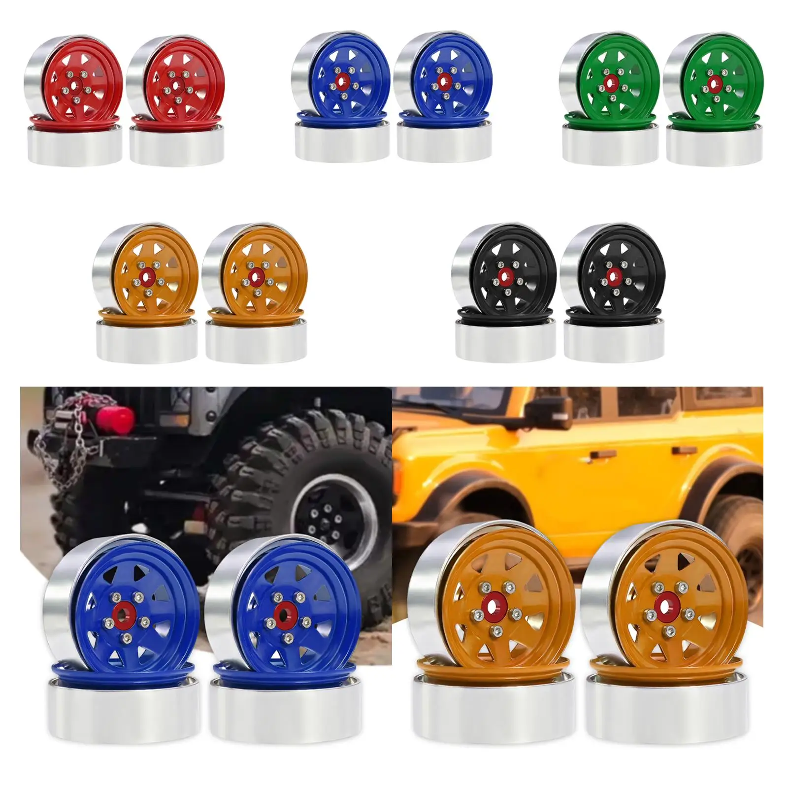 4-delige RC velgen stevig reserveonderdeel vervangt metalen aluminium 1,9 "wielen voor 1/10 RC hobbyvoertuig vrachtwagenaccessoires