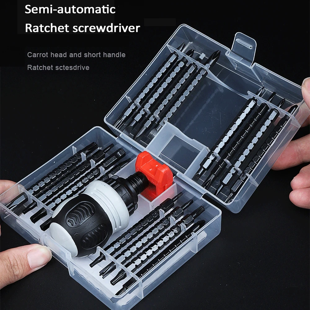 26/34 in 1 Ratchet Screwdriver Set Magnetic Dual-purpose Batch Head Telescopic Labor-Saving Screwdriver Hand Tool