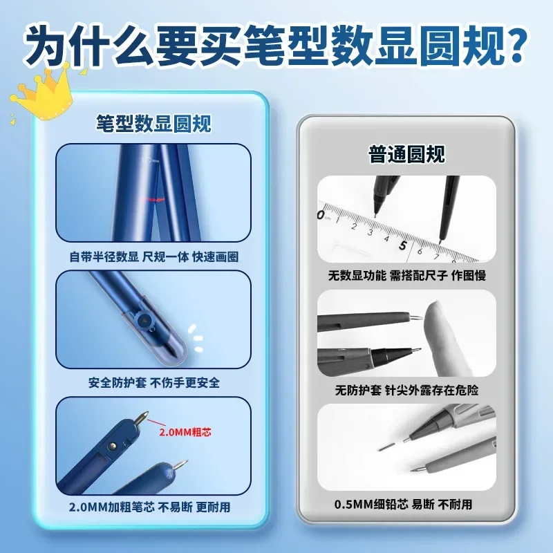Penna Bussola Display digitale Tipo di penna Uso studente Pratica matematica Geometria Righello Esame didattico integrato