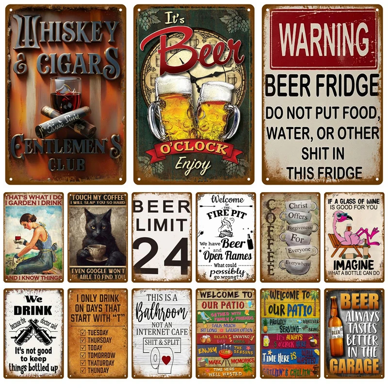 

Vintage Metal Plate Tin Sign Plates Bar Retro Metal Sign Wall Art Mural Aesthetic Room Home Decor Items Poster Garage Decoration