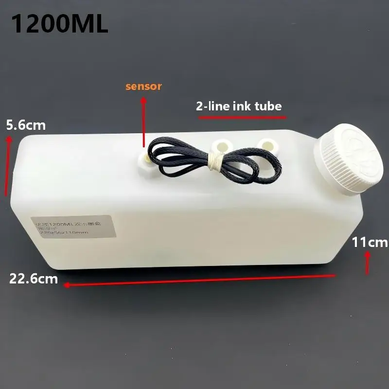 1200ml White Ink Tank With Liquid Detection Sensor Dual Outlet Anti-break Ink Supply Bottle for Eco Solvent UV DTF Printer CISS