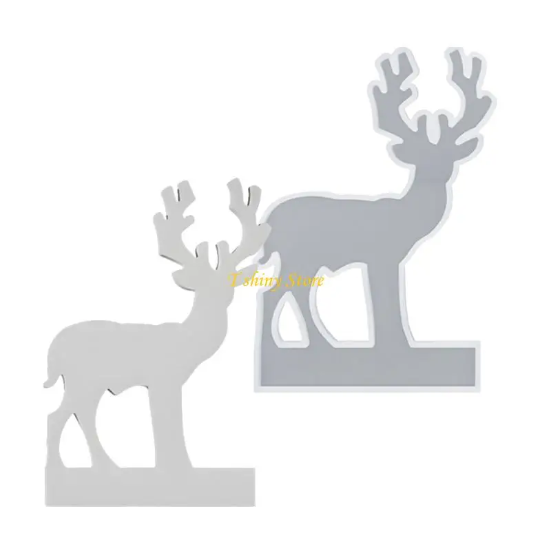 N58F Standing Elk Christmas Tree Resin Mold Desktop Holder Base Silicone Mold