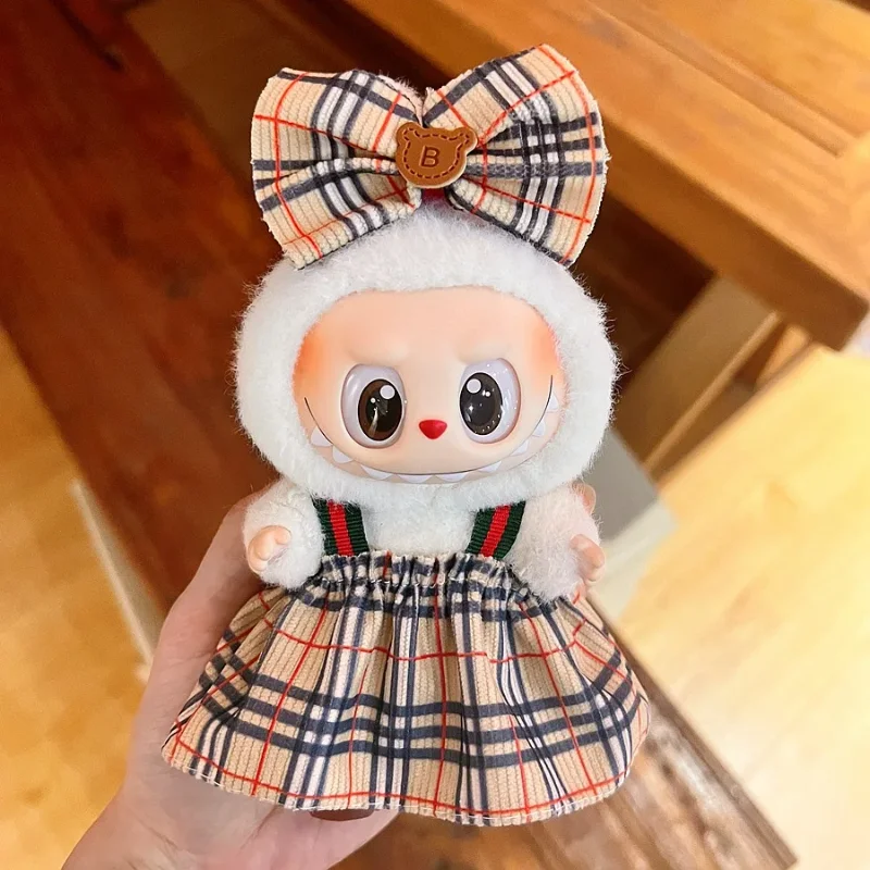 

Для 15/17 см Labubu, роскошное платье с большим бантом, шляпа, брюки, комплект одежды Labubu, мини-кукла V1 V2 V3, украшения для одежды, аксессуары для игрушек «сделай сам»