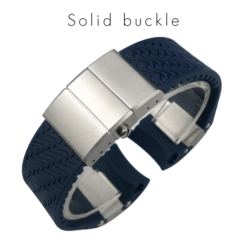 22 مللي متر منحني نهاية ساعة من المطاط السيليكوني الفرقة ل أوليس ناردين 263 غواص حزام أسود أزرق متموج حزام مقاوم للماء أساور ساعة