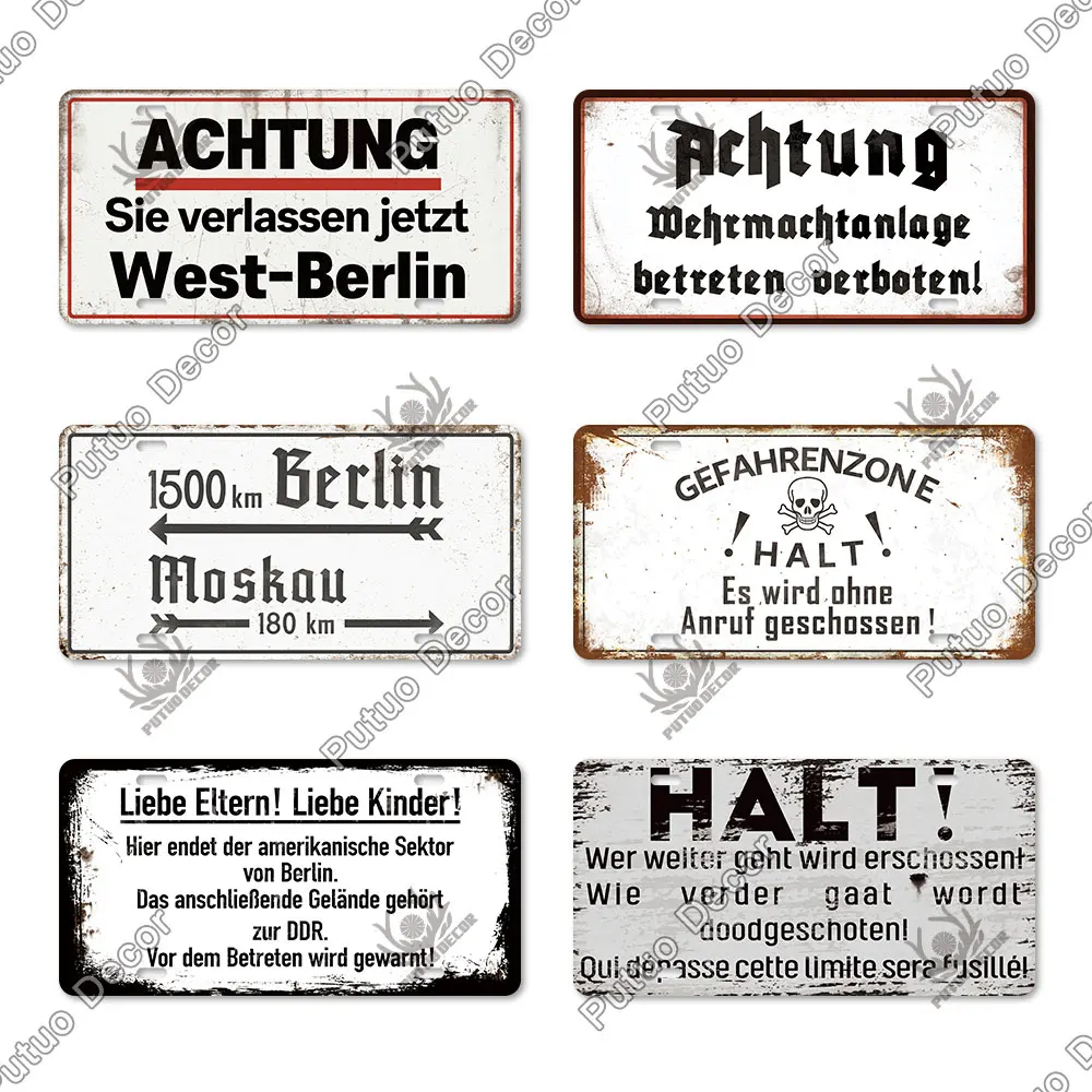 Putuo Decor German War History Metal Sign License Plate Vintage Tin Sign Retro Plate for Man Cave Garage Home Wall  Decoration