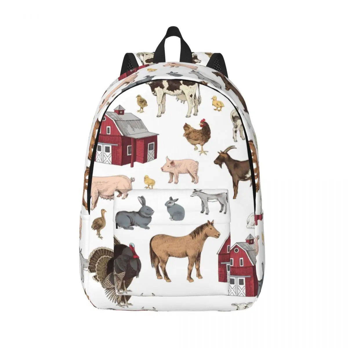 Farm Animals Backpack Farmhouse Village Pet Goose Pig Fun Backpacks Unisex College Breathable High School Bags Design Rucksack