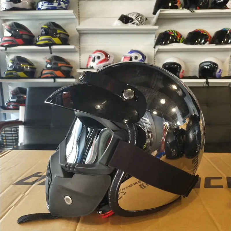 Open Face Motorcycle Helmet Vintage Capacete De Moto Helmet Unique Retro 3/4 Half Casco Casque Four Seasons ECE DOT Approved