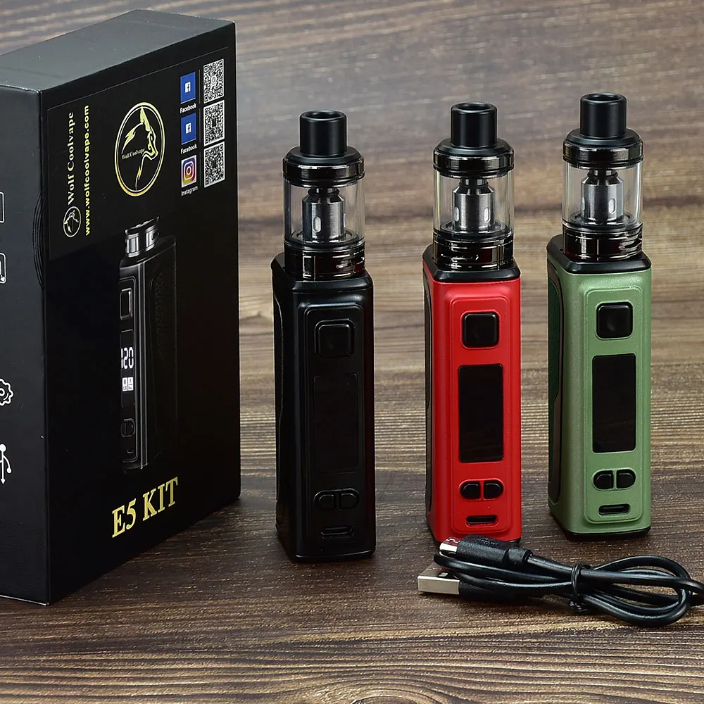 120W Box Mod E Cigarette Kit Vape Pen 2200mah Battery 2.5ml Atomizer OLED Screen Electronic Cigarette Vaporizer Vapor Pen Kit