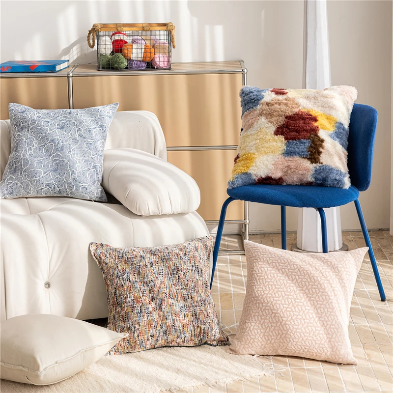 

45X45CM Simple Versatile Throw Pillow Cover Jacquard Stamping Waist Cushion Cover Decor Home Decorative Pillowcase