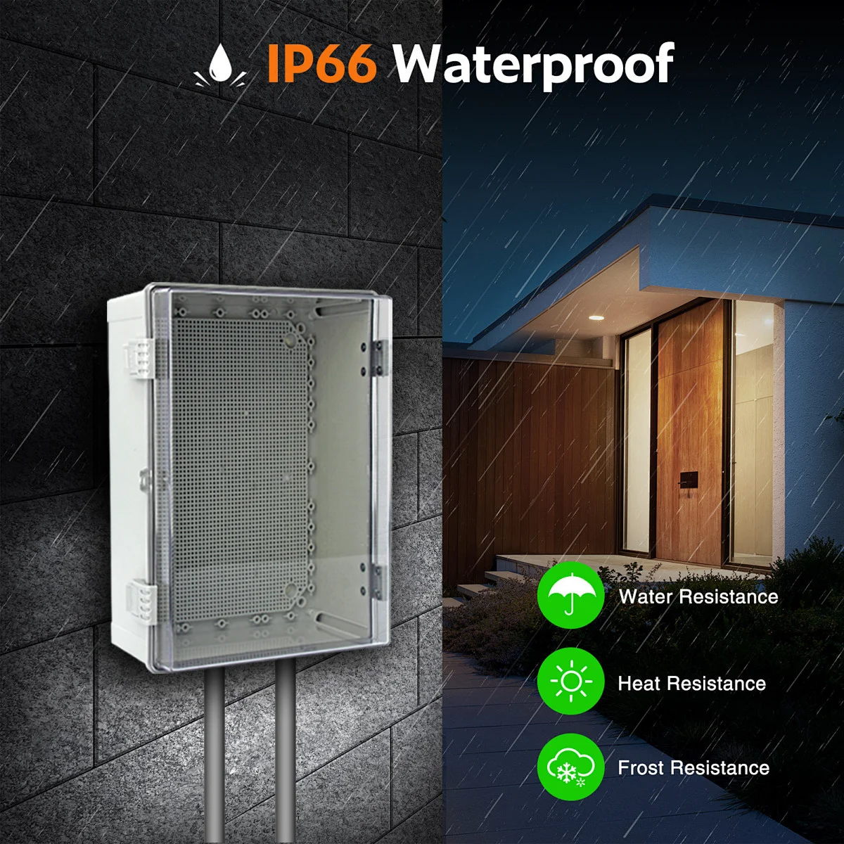 กล่องรวมสายไฟฟ้ากันน้ำ IP66 ผลิตจากพลาสติก ABS สีเทา/ฝาใส สำหรับกล่องกระจายสัญญาณอิเล็กทรอนิกส์ภายนอกอาคาร