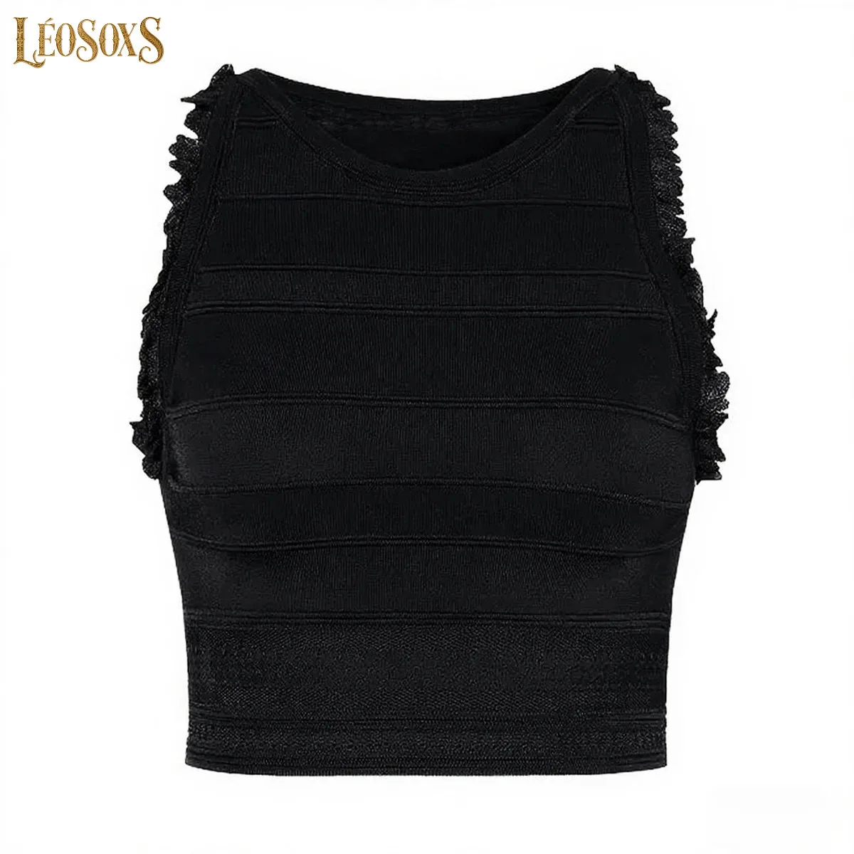 LEOSOXSHighQuality Summer New Fashionable And Elegant Commuting Round Neck Sleeveless Short Knitted Top  MidLength Skirt Set