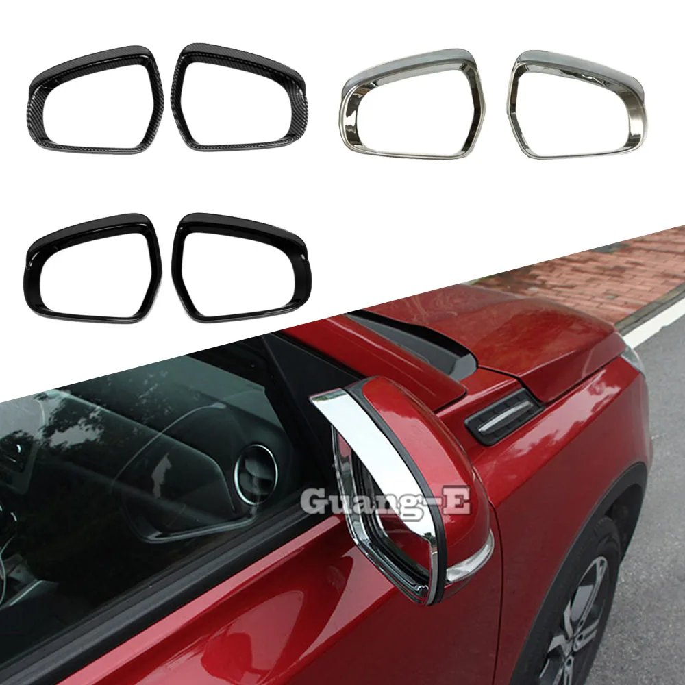 

For Suzuki Vitara 2016 2017 2018 2019 2020 Car Stick Rear View Glass Mirror Rain Eyebrow Shield Visor Shade ABS Chrome Hood 2PCs