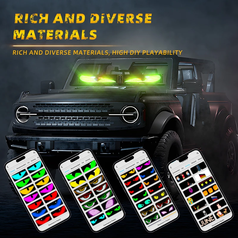 Bendable RGB LED Pixel Matrix Display Light, Dual Control of APP and Remote for Vehicle Custom Advertising Decor
