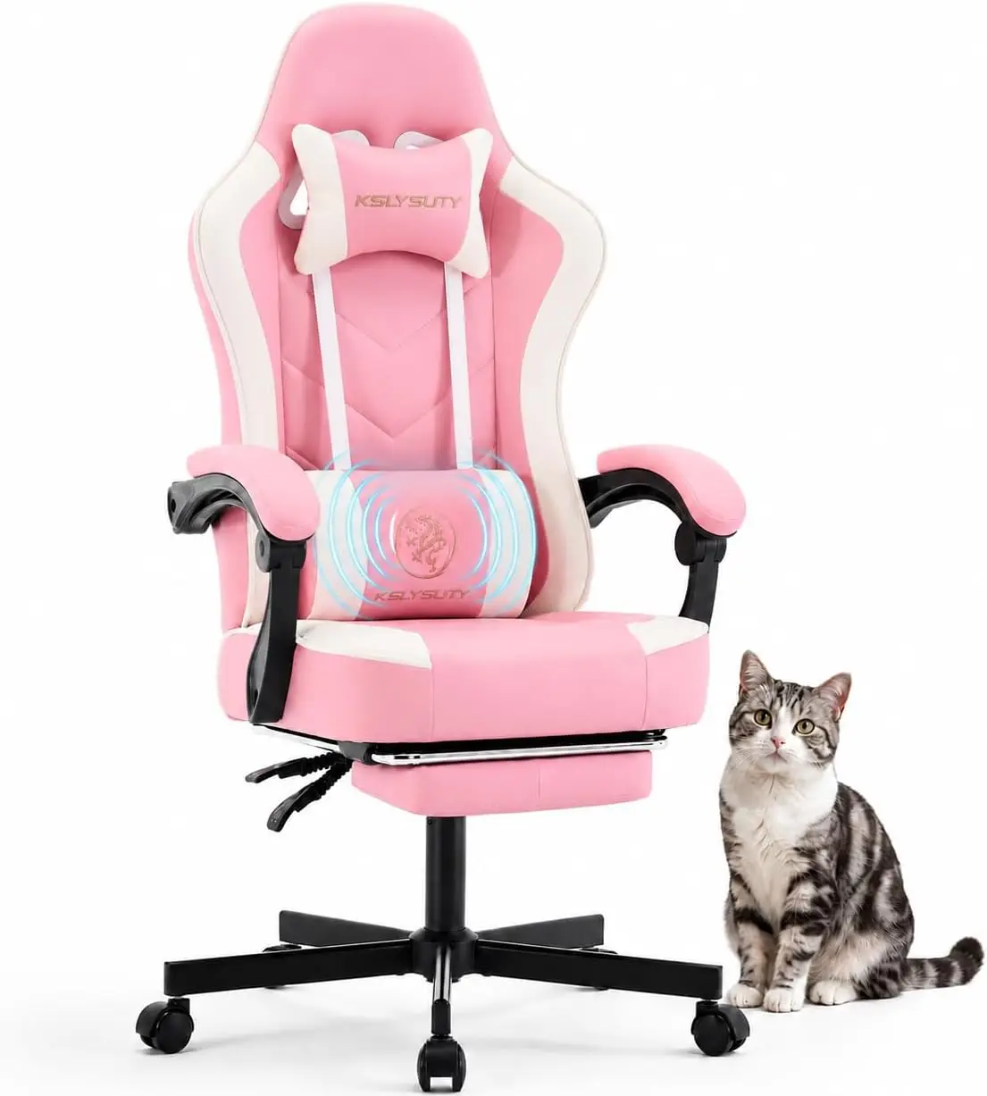 Ergonomic High Back Gaming Chair with Footrest, Lumbar Support, Pocket Spring Cushion, Swivel Office Desk Chair for Adults