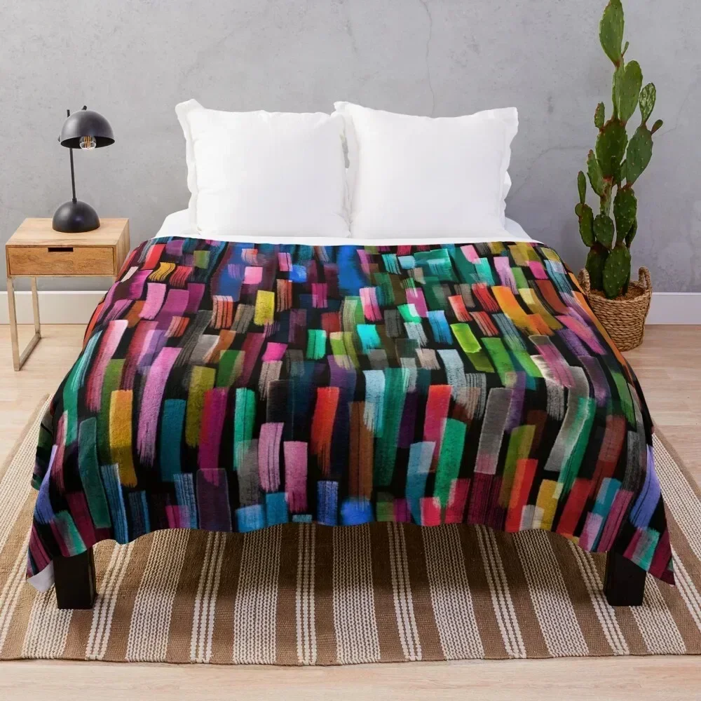 

Multicolored watercolor stripes pattern Throw Blanket Fuzzy Plush Throw Blanket for Sofa Chair