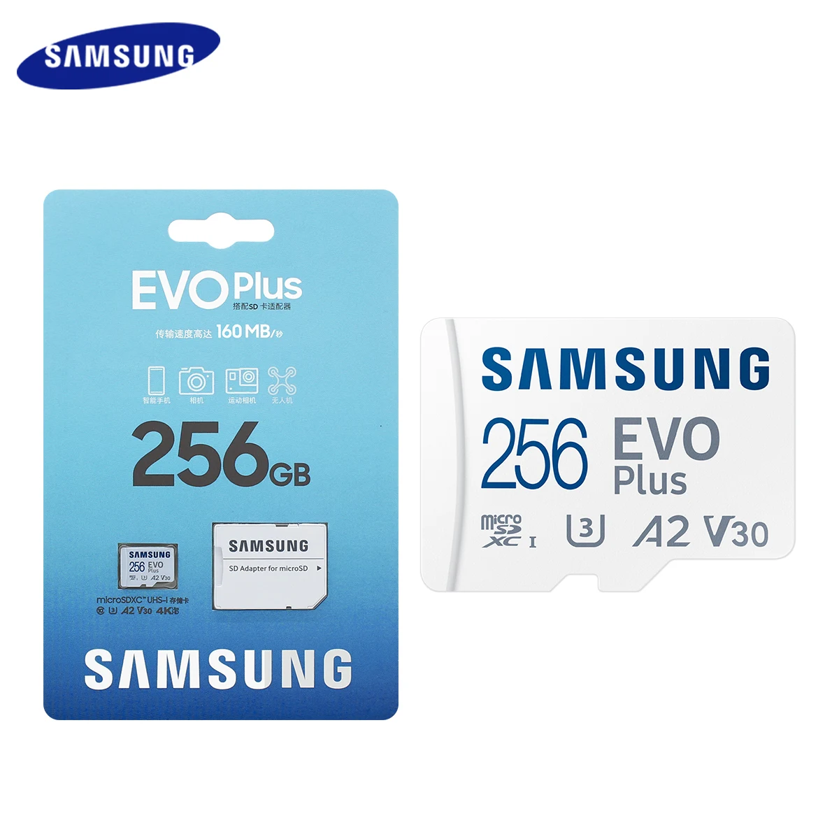 Imagem -04 - Samsung-evo Plus Cartão de Memória com Adaptador Microsdxc Uhs-i Cartão de Memória para Câmera do Telefone Uav a2 tf 64gb 128gb 256gb 512gb