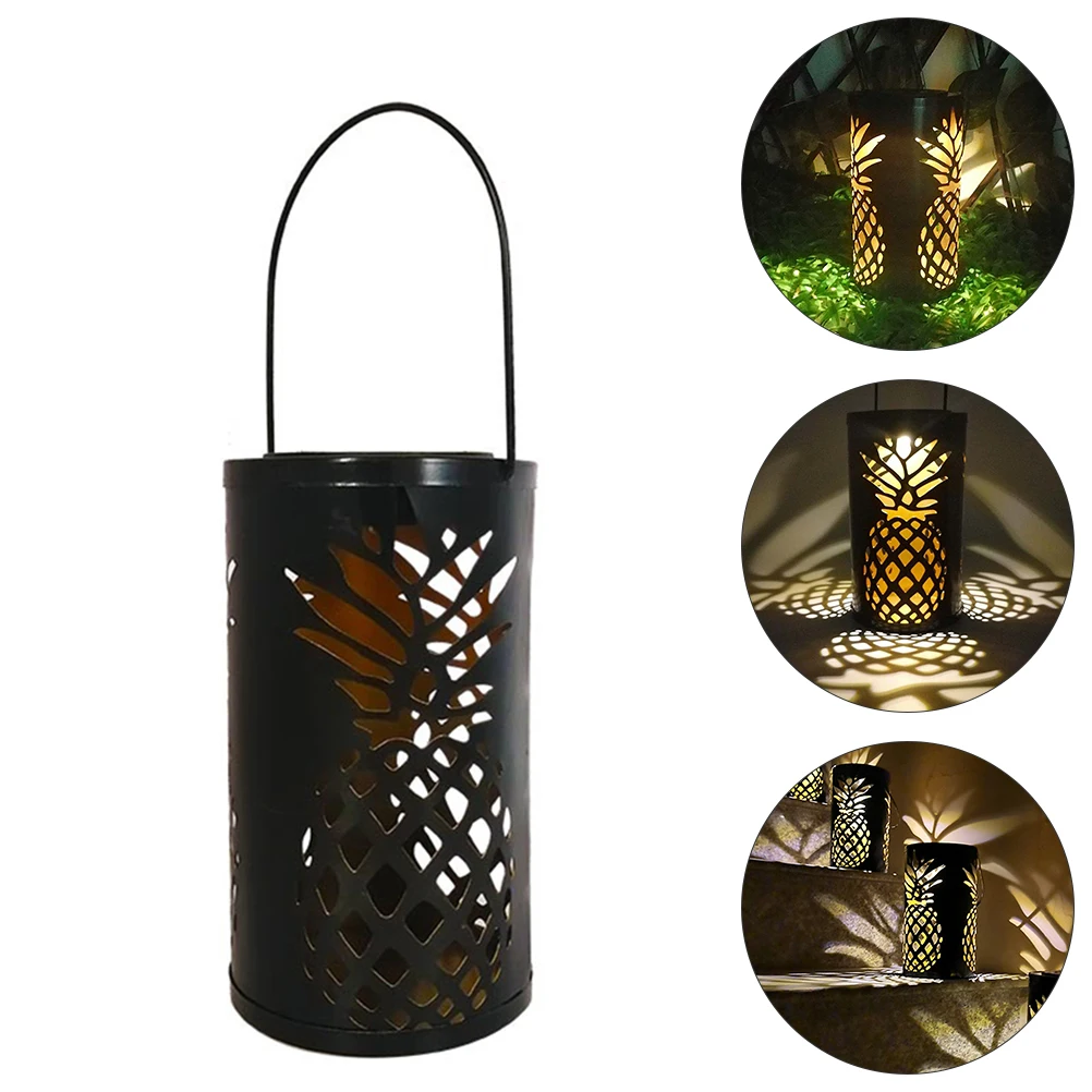 

1Pcs Pineapple Solar Light Hollow Iron Outdoor Hanging Lamp with Handle for Porch Yard Tree Decoration Landscape Illumination