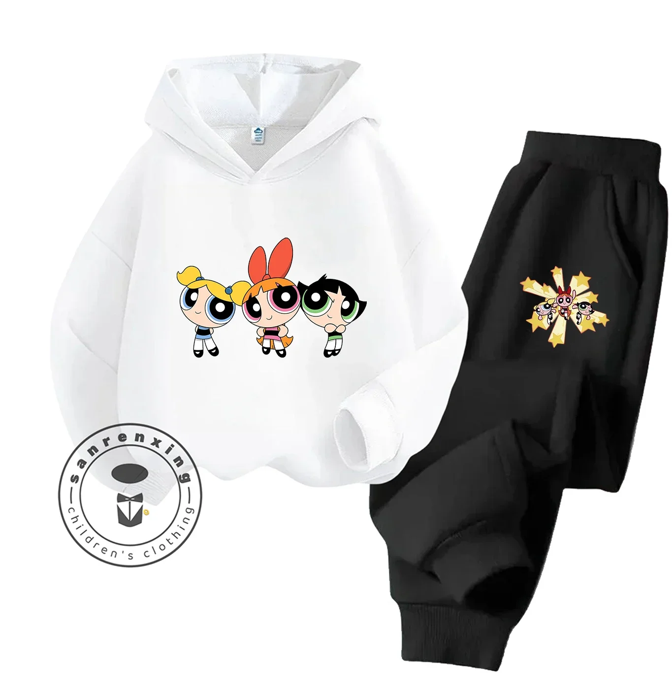 The Powerpuff Girls 2D Cartoon Hoodie Set 2025 طباعة جديدة موضة عادية للأطفال المراهقين بنين بنات رائجة البيع الخريف الشتاء #2