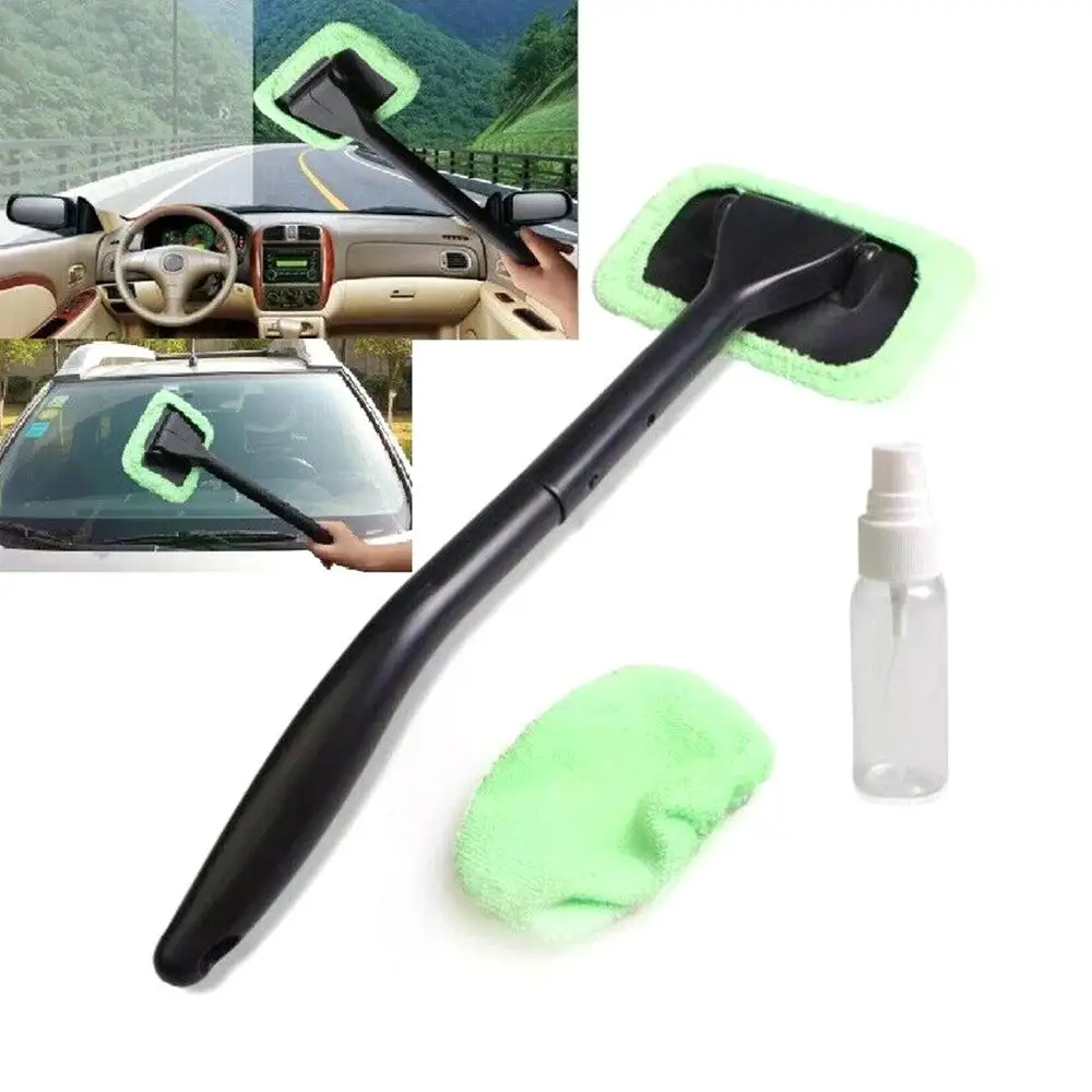 

Car Window Cleaner Brush Kit Windshield Cleaning Wash Tool Inside Interior Auto Glass Wiper With Long Handle Car Accessories