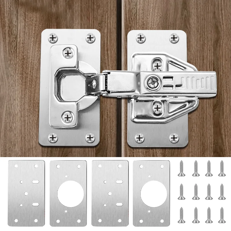 Cabinet Hinge Repair Plate Kit Kitchen Cupboard Door Hinge Mounting Plate With Holes For Cabinet Furniture Hardware Accessories