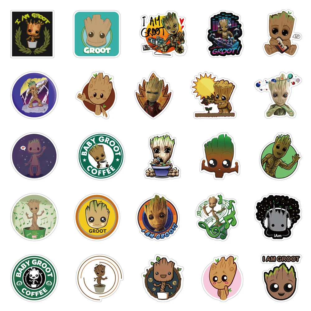 10/30/50pcs Disney Super Hero Groot Cartoon Stickers Cool Anime Graffiti Sticker DIY Phone Skateboard Laptop Decals for Kids Toy