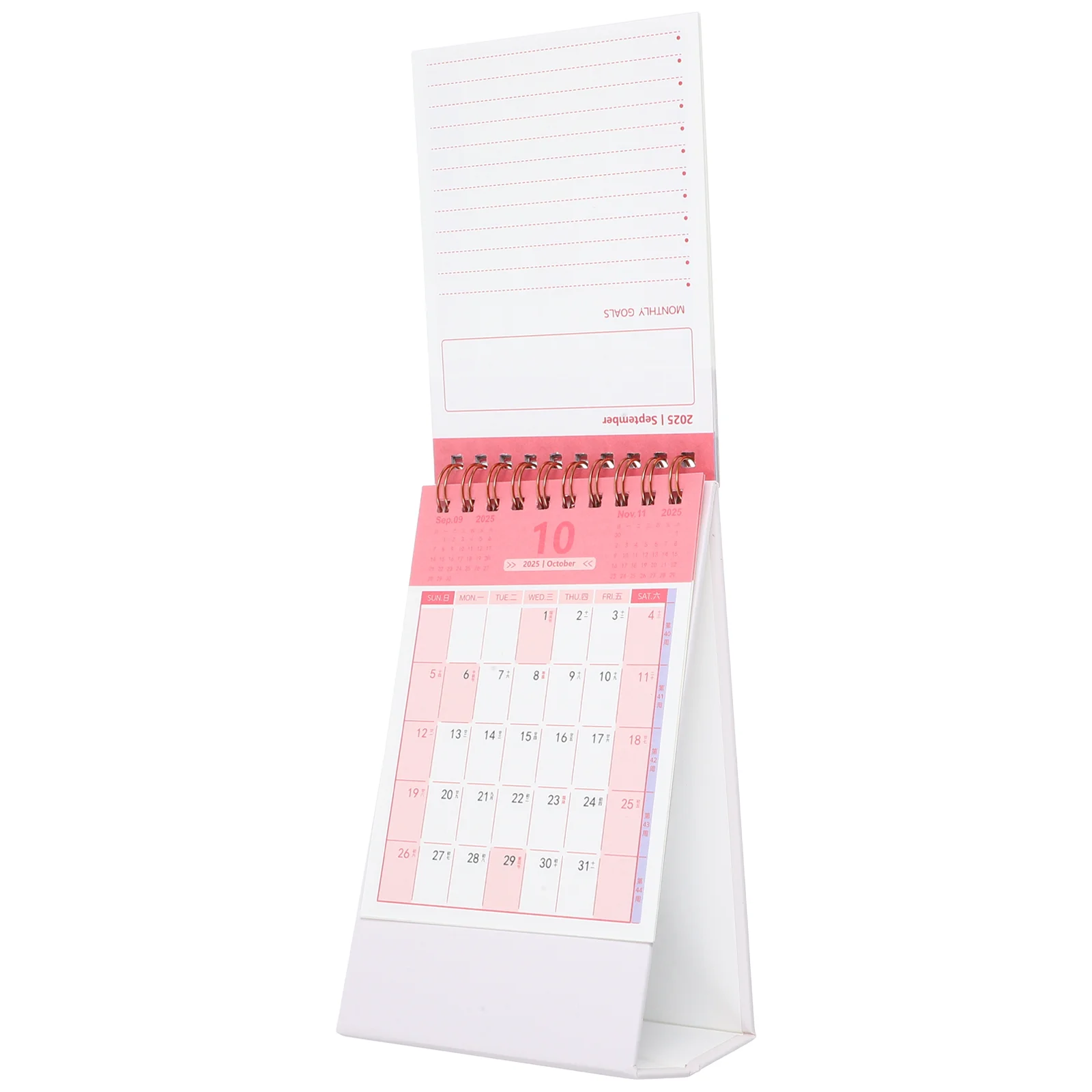 

Calendar 2025 Desk Standing Small Daily Use Academic Desktop Month Pink Decorative Delicate Office