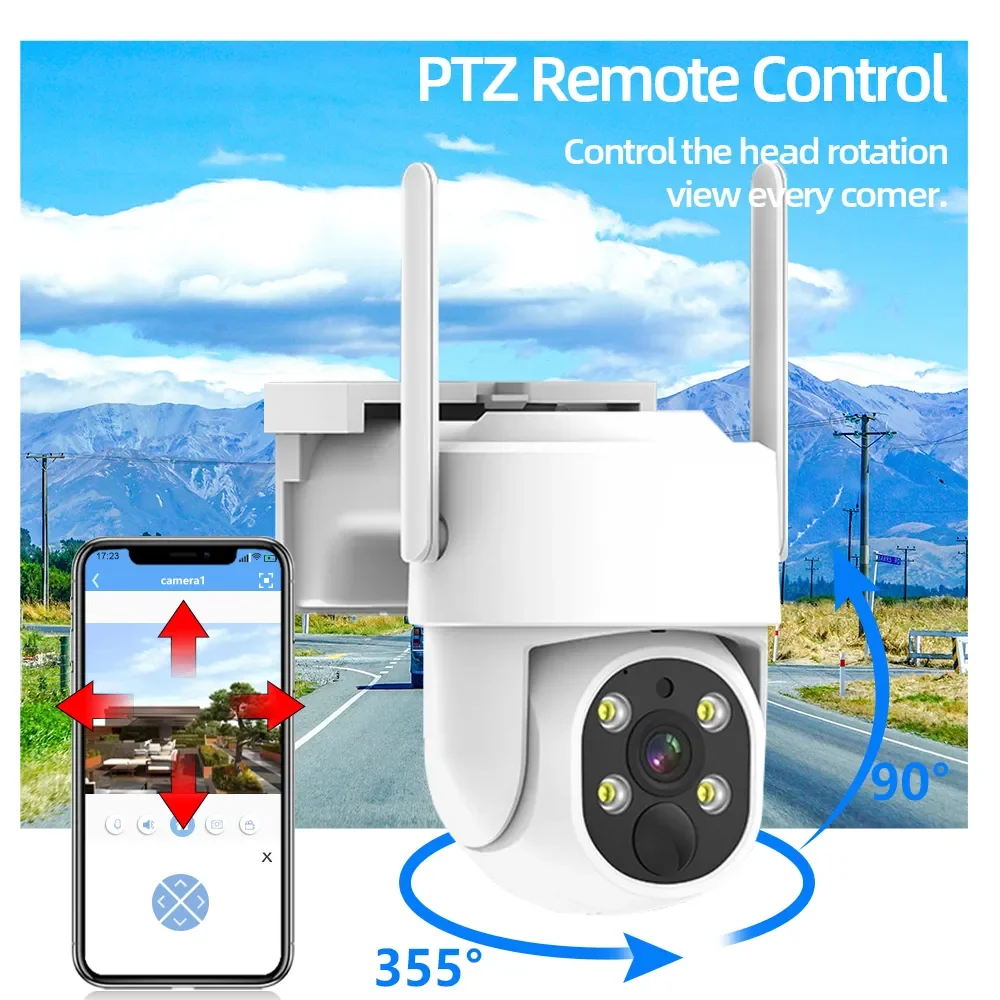 Imagem -06 - Pir Detecção Humana Câmera de Segurança Externa com Painel Solar Vigilância sem Fio em Casa Inteligente Ptz Bateria Wifi 5mp