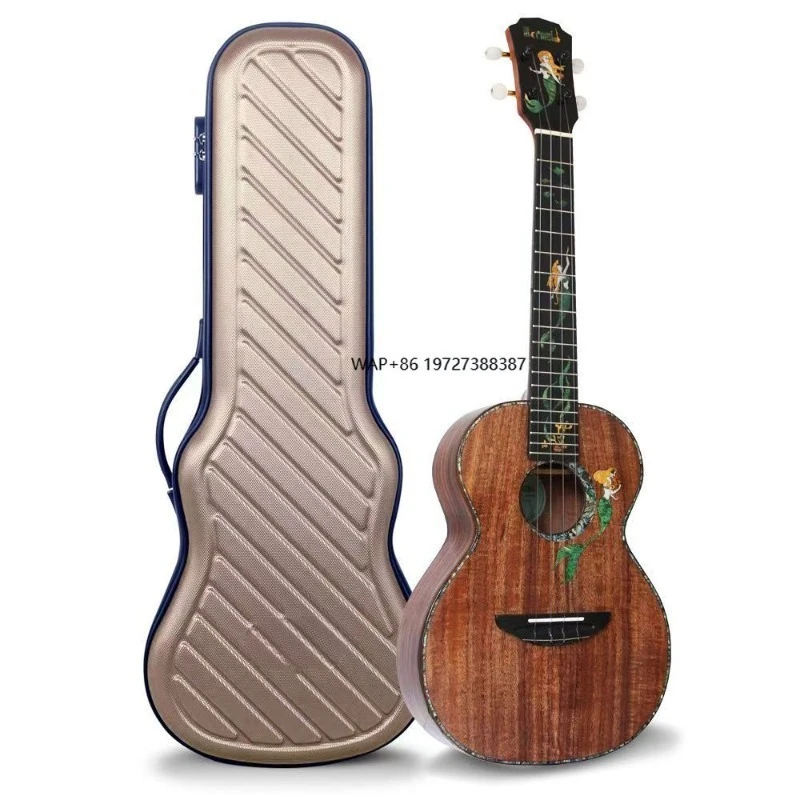 Mermaid 26-Inch Acoustic Ukulele All-Single Board Senga Wood Mango Wood Nylon String Small Guitar with Maple Back/Side