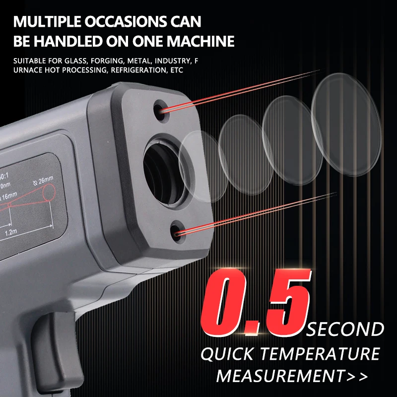 Digital Infrared Thermometer -50~380/550/750/1100/1300/1600 degree Single/Double laser Non-Contact Thermometer Gun thermometer