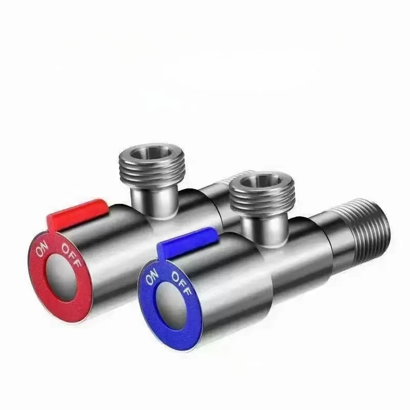 Stainless Steel Angle Valve Copper Core 4 Points Valve Switch Hot Water Inner Wire Triangle Valve Water Stop Valve Washing