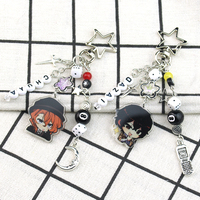 Cute BSD Wenhao Wild Dogs Keychain Beaded Acrylic Pendant Anime Cosplay Dazai Osamu Chuuay Backpack Keyring Fans Xmas Gift