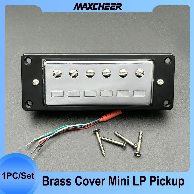 Mini LP Pickup Brass Cover with Frame  6 Round+6 Square Pole Piece 7.5K 4-Conduct Cable Coil Splitting for LP Guitar 68x29mm