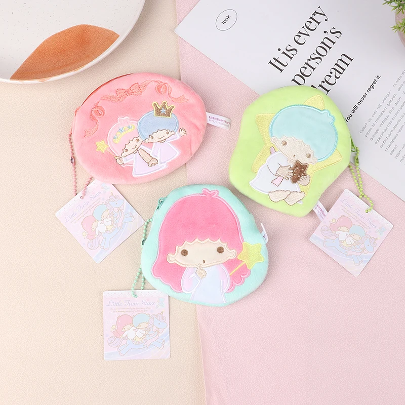 Sanrio Little Twin Star Kiki Lala Cute Cartoon Plush Doll Coin Purse Kawaii Kid Backpack Pendant Toy Wallet Fluffy Soft Keychain