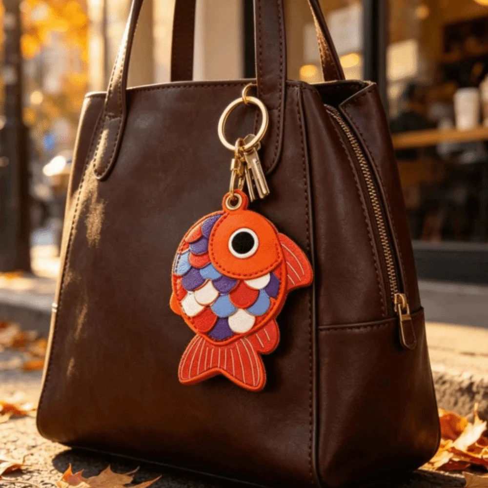 3D Fish-Scale Access Card Cover Little Fish Design Access Card Protective Cover Goldfish Creative Keychain Holder Bag Hanging