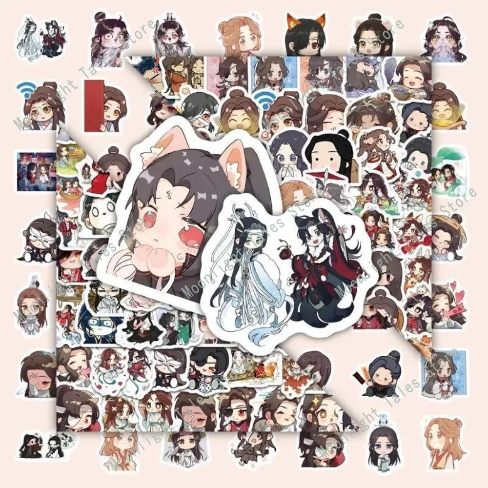 100 قطعة Tian Guan Ci Fu ملصقات Hua Cheng Xie Lian للكمبيوتر المحمول الهاتف الديكور تشيبي Fanmade أنيمي اكسسوارات