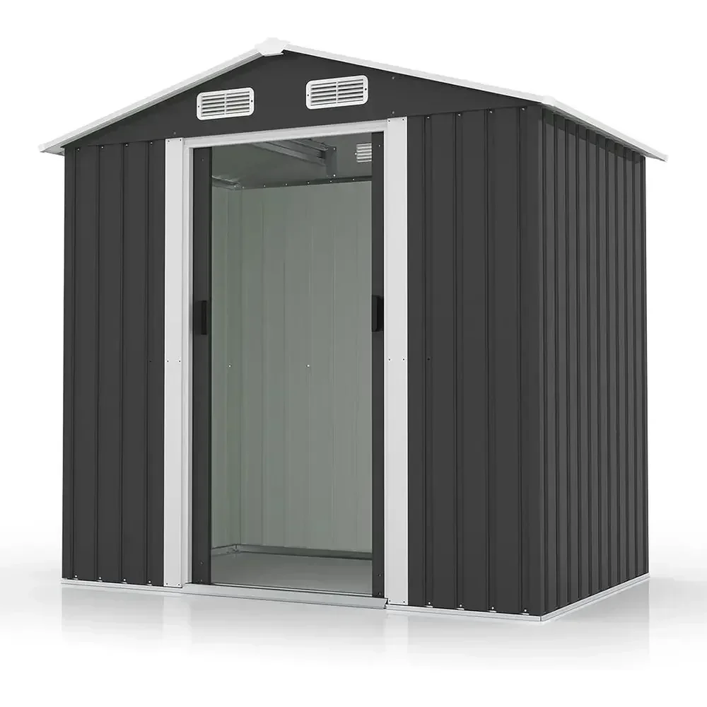 6x4ft Durable Metal Shed with Sliding Door, Ventilation, Ideal for Patio, Garden, Outdoor Storage