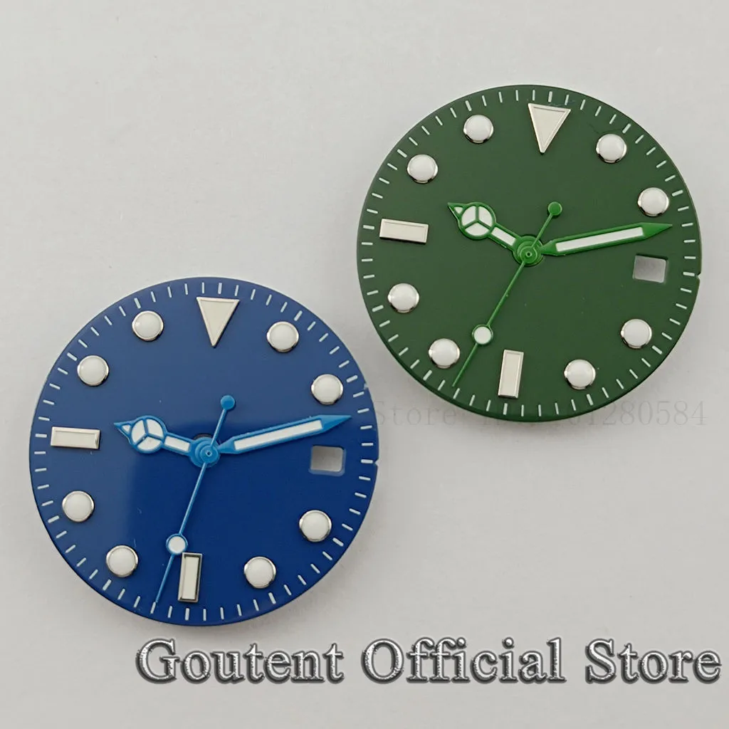 

Goutent 29mm Sterile Blue/Green Watch Dial With Hands Luminous Fit NH35 NH36 Movement