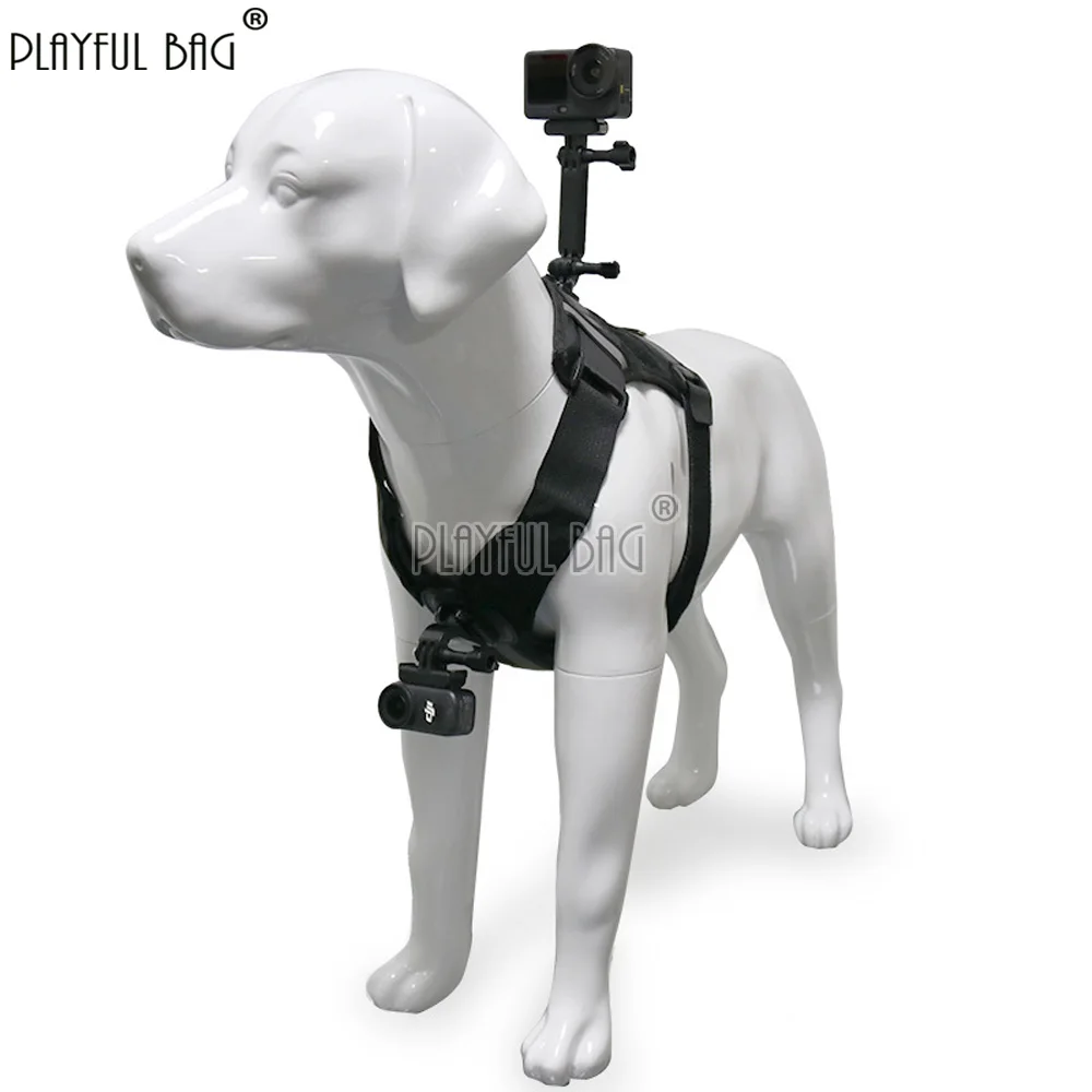 Dual View Dog Harness Mount for GoPro DJI Action Camera Pet Vest with Chest & Back POV Angle Adjustable Shooting Bracket NA178S