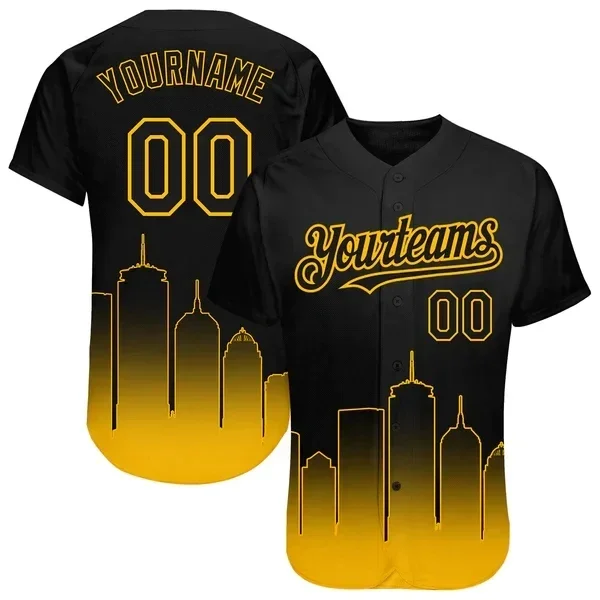 Custom Black Gold Boston City Edition Fade Fasion Authentic Baseball Jersey3D Printed for Men and Women Shirt Casual Team Shirts