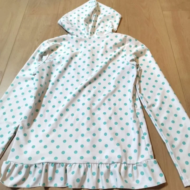 Japanese subculture Harajuku retro polka dot bow long sleeved women's zipper hooded sweatshirt American spicy girl trendy top