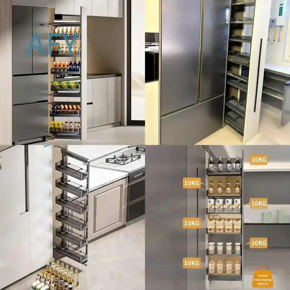 6 Layers Side Pull Storage Racks for Kitchen Spice Basket Cabinet Narrow Seam Snacks Seasoning Organizer Space Saving Storage