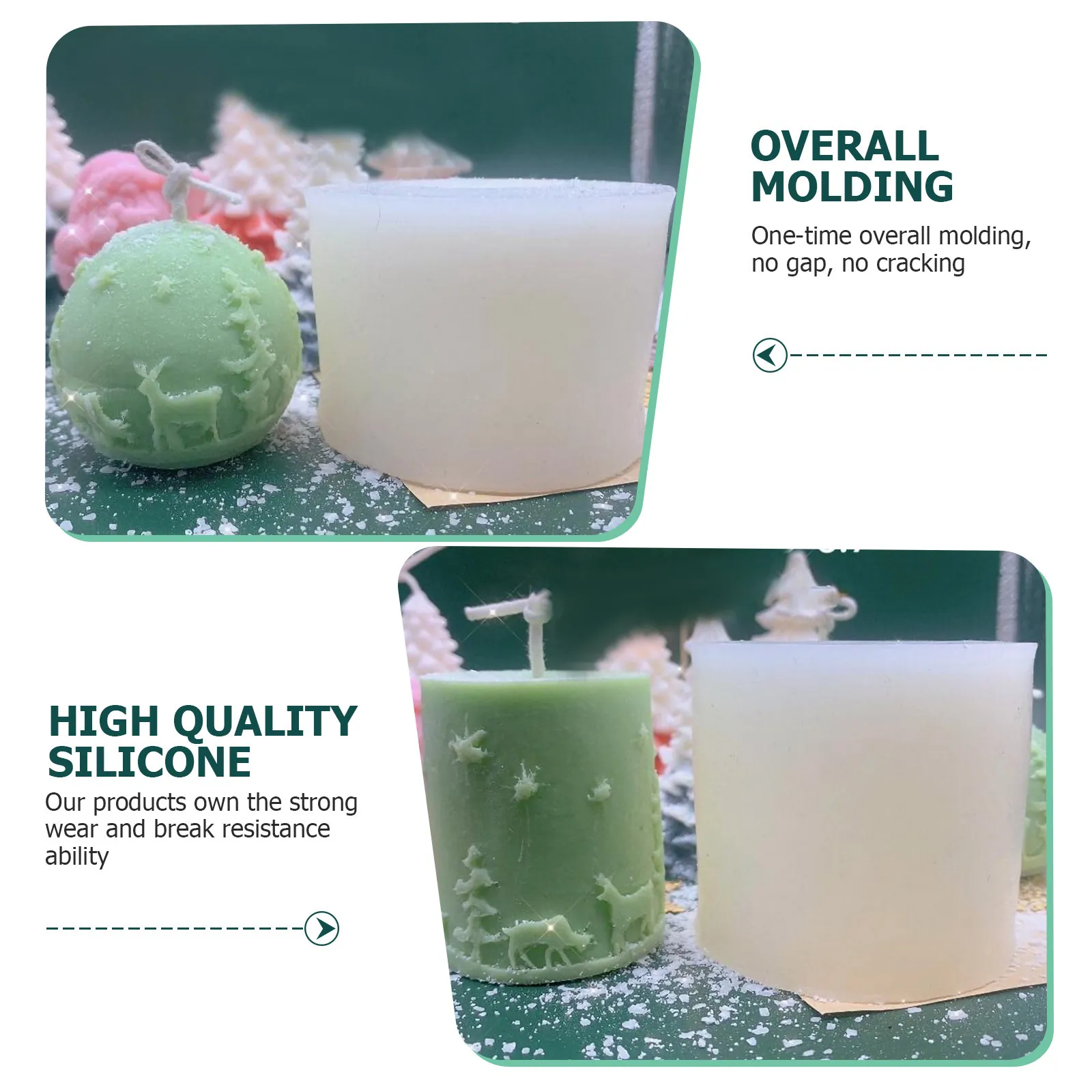 

2Pcs Silicone Mold High Transparency Flexible for Xmas DIY Aromatherapy Maker Home Use DIY Candles Maker