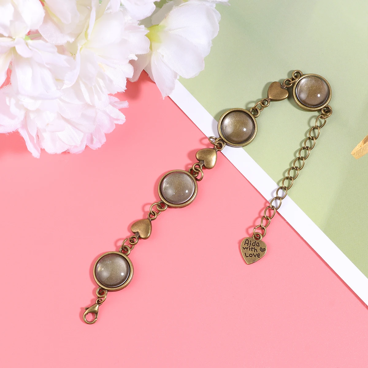 

5pcs Diy Bracelet Accessories Kit Jewelry Making Charms Handmade Craft Trays Diy Pendant Charms Alloy Charm Set Glass Sheets