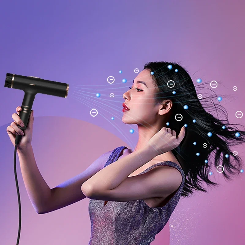 Professional Hair Dryer with Negative Ion Technology Quick-Drying Low Noise Household Electric Hairdryer with Cold Hot Air And D