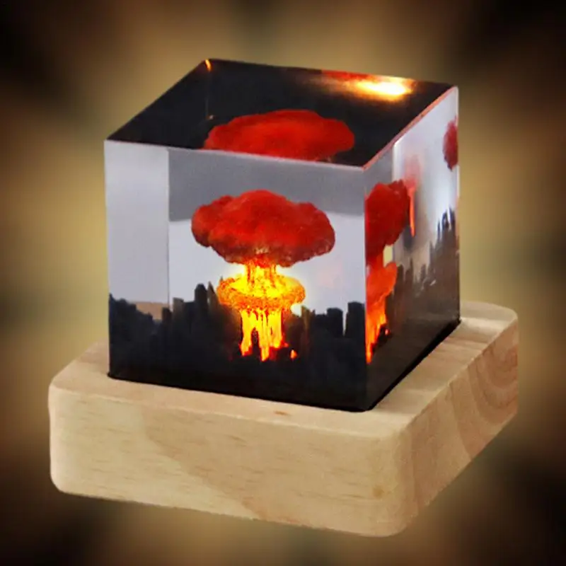 Creative Nuclear Explosions Mushroom Cloud Lamp USB Atomic Bombs Resin Night Light Home Decoration Christmas Gifts Table Lamp