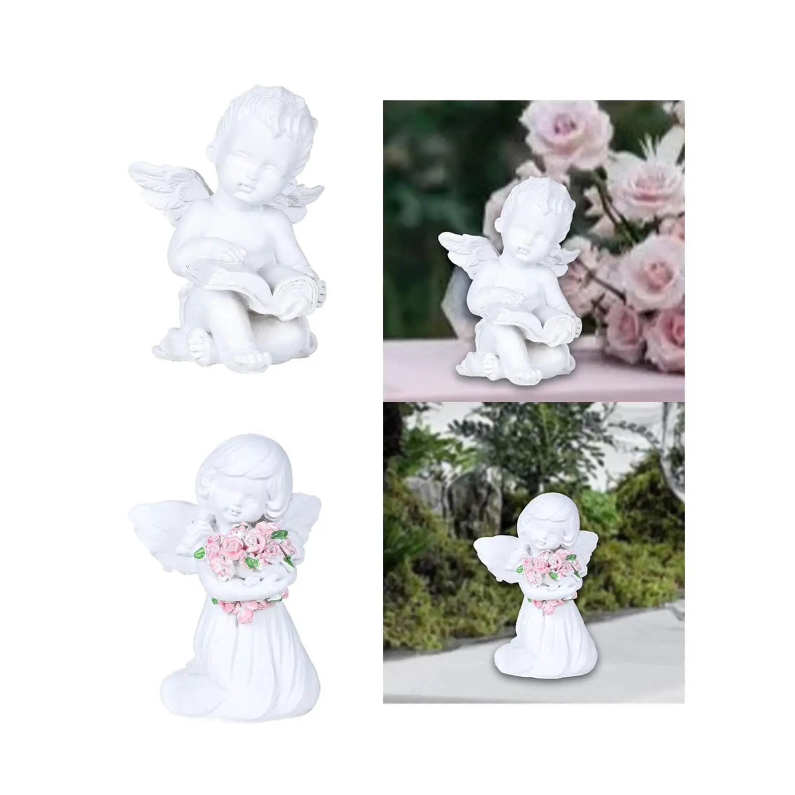 Angel Statue Art Collectible Crafts Decorative Wing Resin Figurine for Patios Decks Table Centerpieces Fireplace Mantels Shelf