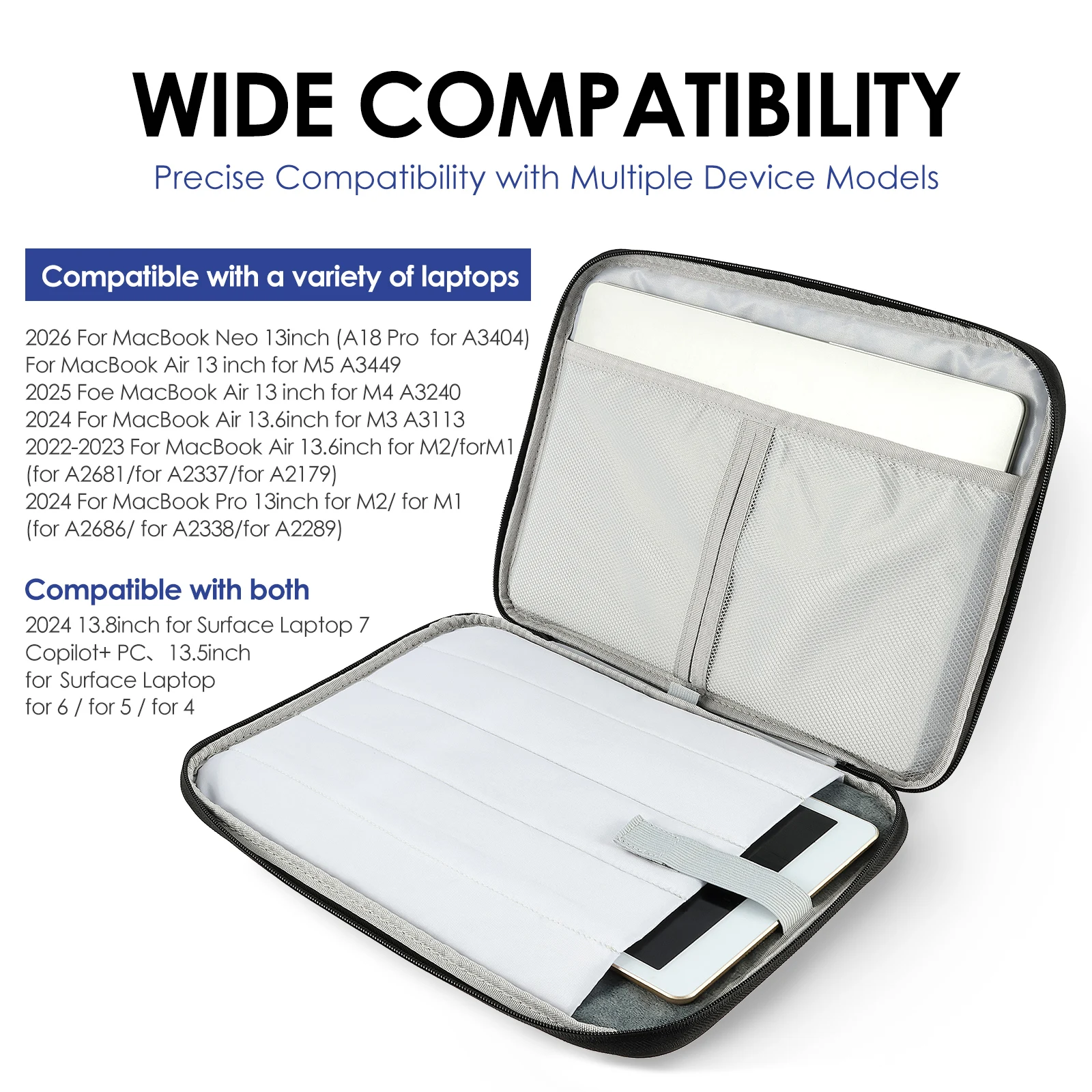 13 Inch Tablet Bag Waterproof Shockproof Laptop Sleeve Case with Comfortable Handle Portable Laptop Bag for Office Commute