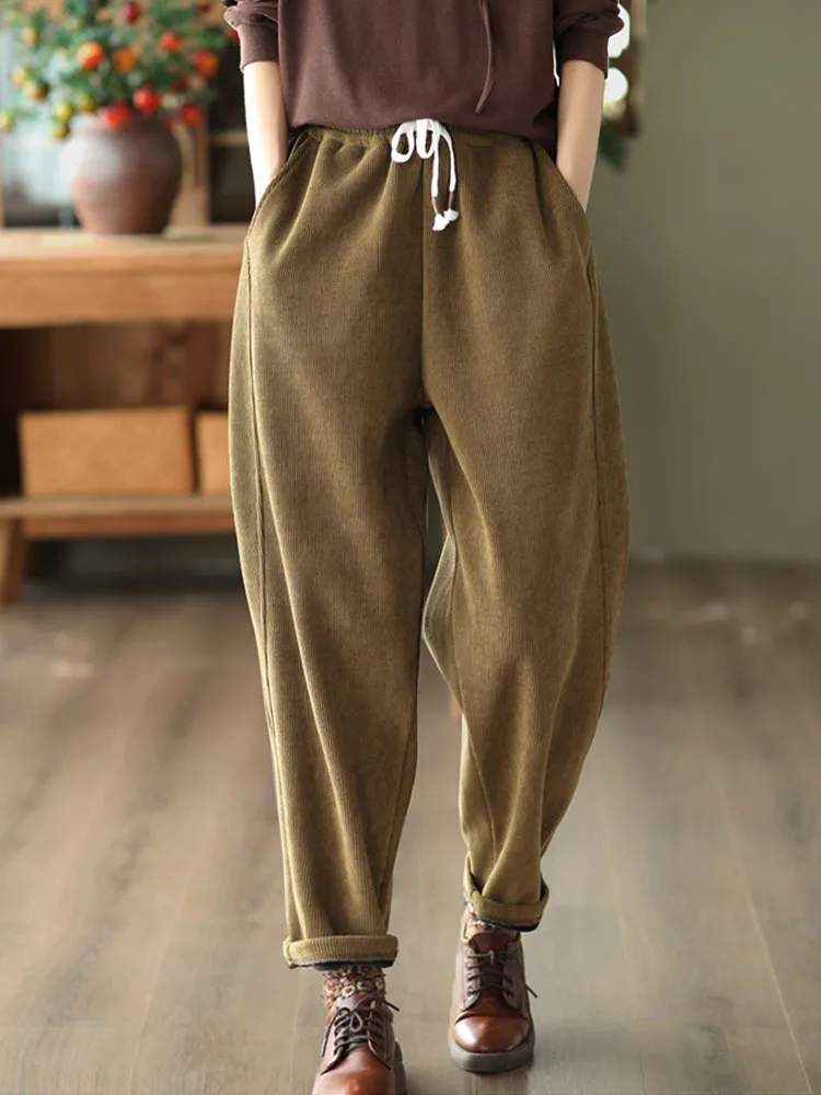 Max LuLu 2022 Korean Women Winter Fashion Vintage Loose Fur Warm Harem Pants Ladies Luxury Causal Thicken Elastic Waist Trousers