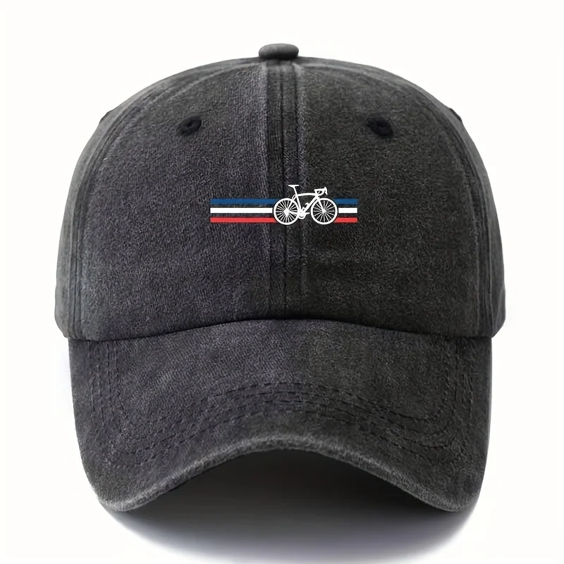 Fashionable printed bicycle baseball cap, retro lightweight curved brim hat, suitable for outdoor vacation, camping and leisure