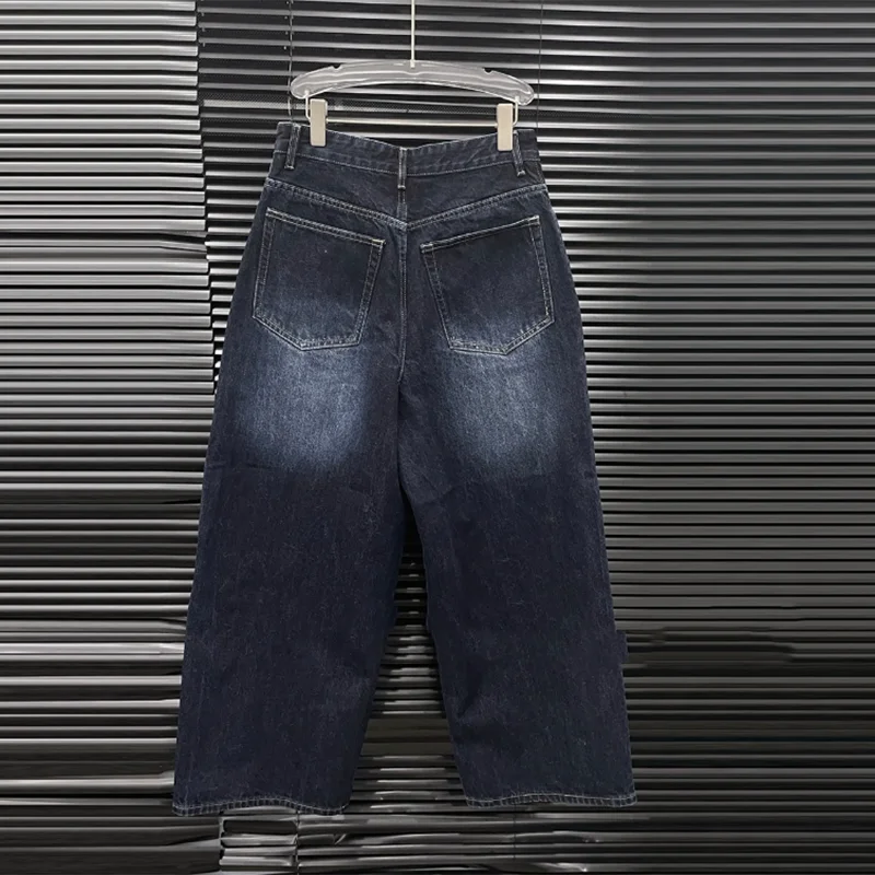 KBQ الصلبة تقسم جيوب السراويل فضفاضة للنساء عالية الخصر مزاجه المرقعة زر بناطيل كاجوال أنثى الاسلوب المناسب جديد #2